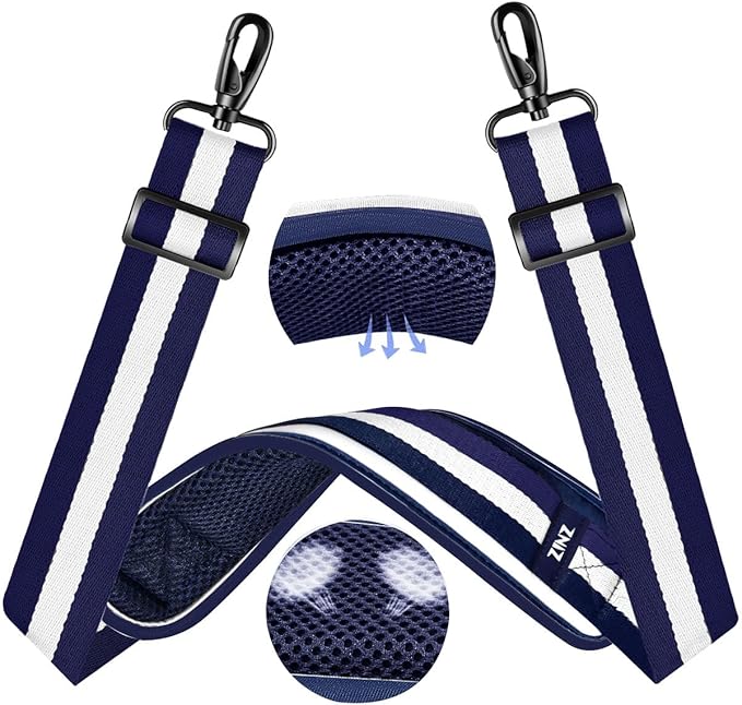 ZINZ 60" Universal Strap with Ultra-thick Fixed Breathable Pad - Adjustable Heavy-duty Shoulder Strap for Laptop, Crossbody Luggage, Gym Bag, Camera Bag and More - TW01B06