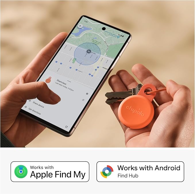 Chipolo LOOP - Rechargeable Bluetooth Tracker for Key and Pocket Location, Compatible with Apple or Google, Call Your Phone & Out of Range Alerts for Android