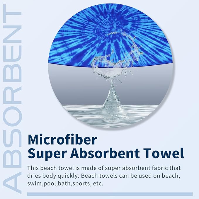 6 Pack Lightweight Thin Beach Towel Oversized 71"x32" Big Extra Large Microfiber Sand Free Towels for Adult Quick Dry Travel Camping Beach Accessories Gift Sea Turtle Tie Dye Mandala Elephant Skull