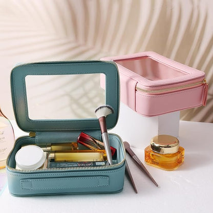 SANHECUN Toiletry bag waterproof cosmetic organizer with handle lagre opening for travelling