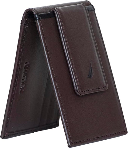 Nautica Men's Slim Wallet | Card Case | RFID Blocking | ID Window | Minimalist | Lightweight | Genuine Leather