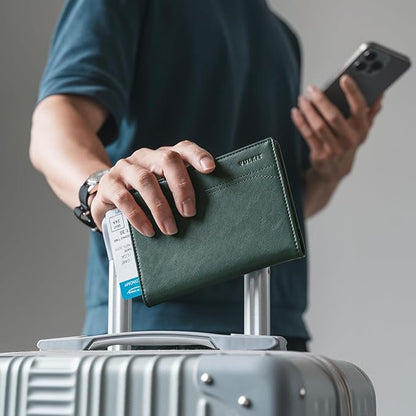 VULKIT Passport Holder for Travel, Rfid Blocking Passport Cover, Slim Travel Wallet for Men & Women, Pine Green