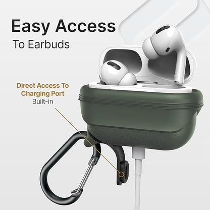 Catalyst Waterproof Case for AirPods Pro 2nd Generation and AirPods Pro 1st Generation - Wireless and USB-C Charging Compatible, One Piece Design, High Drop Protection Case with Carabiner