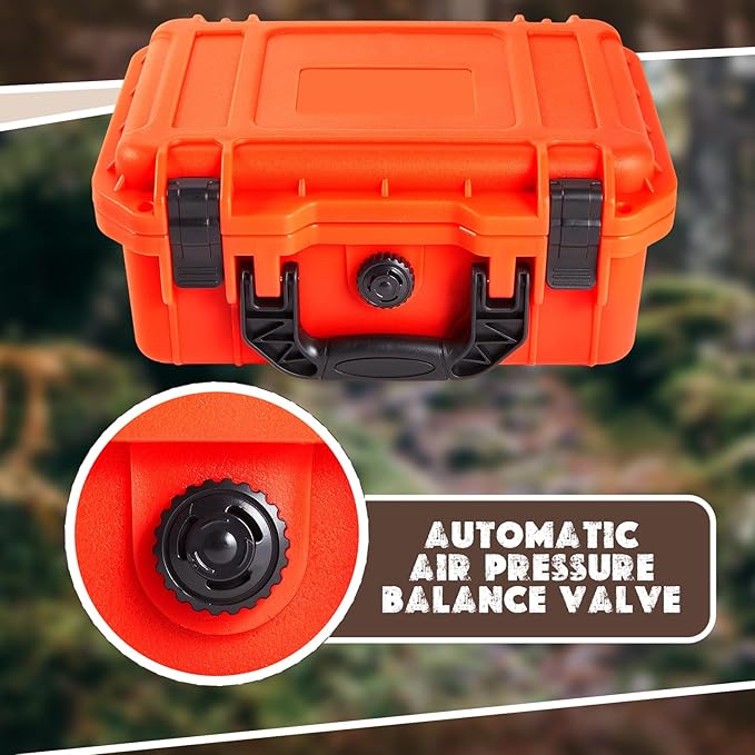 1 Pcs 11.3 x 8.7 x 4.2 Inch Waterproof Hard Case with DIY Customizable Foam Insert Portable Protective Case with Knife for Camera Drones Equipments Tools Test Instruments (Reddish Orange)