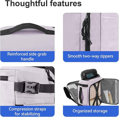 Carry On Travel Backpack with Shoe Compartment Flight Approved Laptop Backpack Expandable Work Business Backpack for Women Men Casual Daypack, Purple