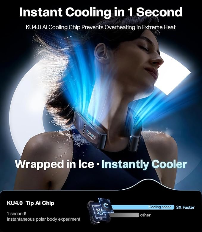 TORRAS COOLiFY Cyber 2025 Flagship AI Neck Air Conditioner, Ultimate Immersive Cooling Portable Neck Fan【No.1 Coolest & Max Cooling Area】 Neck Fans that Blow Cold Air 6000 mah Rechargeable for Gifts