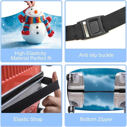 Snowman with Balloons Luggage Cover, Washable Christmas Suitcase Cover, Travel Suitcase Protector Anti-scratch Bag Cover,M