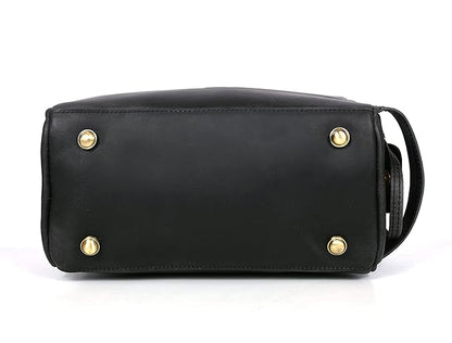 10" Premium Leather Toiletry Travel Pouch With Waterproof Lining Black Color | King-Size Handcrafted Vintage Shaving Kit By Aaron Leather Goods (Florida Black)