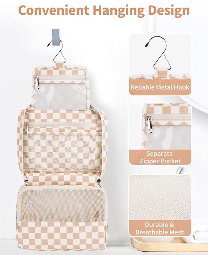 Narwey Small Hanging Travel Toiletry Bag for Women, Travel Bag for Toiletries, Makeup Bag Organizer Cosmetic Bags Make Up Bags for Girls
