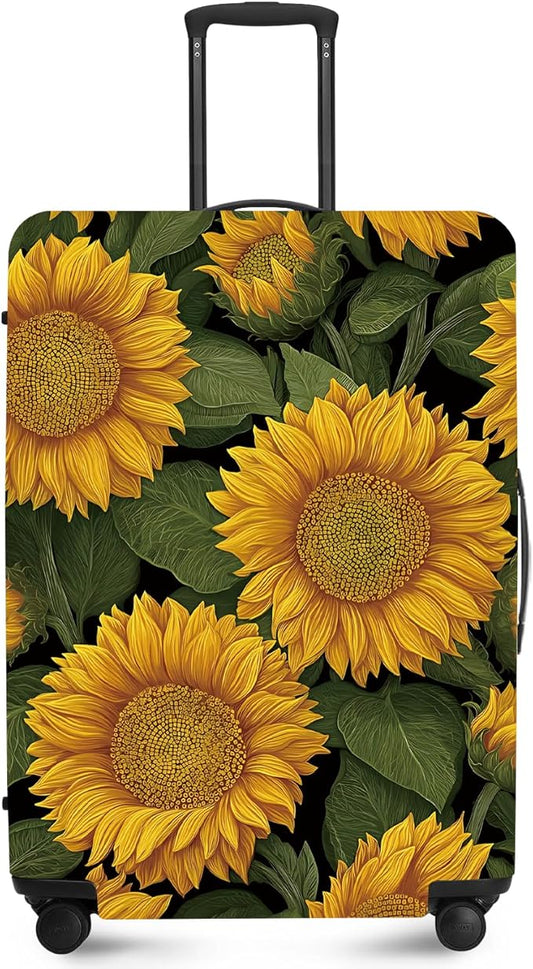 FOREVER QUEEN Sunflower Luggage Cover Suitcase Protector Suitcase Cover Anti-Scratch,Stretchable Bag Cover Washable Durable Polyester