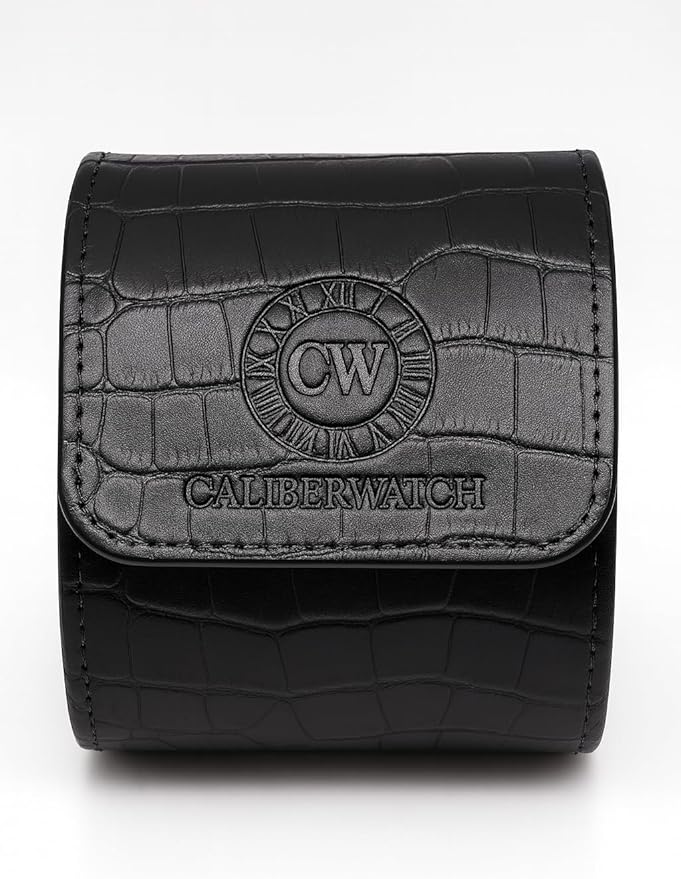 Genuine Napa Leather Watch Roll Travel Case for 3 Watches - Travel Watch Rolls and Leather Watch Display Cases with Velvet Interior - Watch Storage Organizer Men's (Blac - Single)