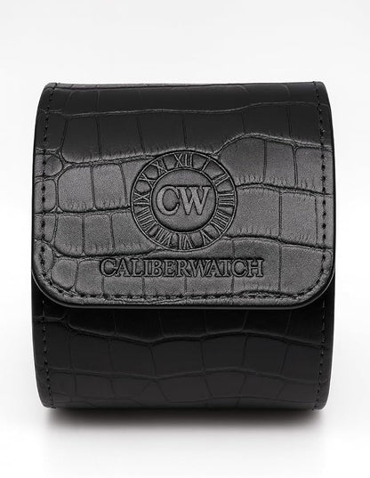 Genuine Napa Leather Watch Roll Travel Case for 3 Watches - Travel Watch Rolls and Leather Watch Display Cases with Velvet Interior - Watch Storage Organizer Men's (Blac - Single)