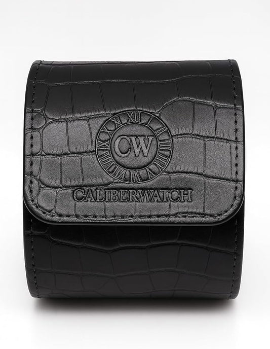 Genuine Napa Leather Watch Roll Travel Case for 3 Watches - Travel Watch Rolls and Leather Watch Display Cases with Velvet Interior - Watch Storage Organizer Men's (Blac - Single)