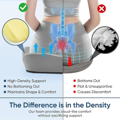 Donut Pillow with Lengthened Center Hole Suspends Tailbone & Sensitive Area, Relieves Pressure for Hemorrhoid and Coccyx Pain, Ergonomic Office & Car Seat Cushion for Prolonged Sitting