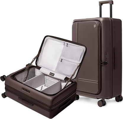 NINETYGO Large Checked Luggage 29 Inch, Flat Top Opening Checking In Luggage with Brake Wheels, Expandable, Coffee-Infused PC Hard Shell, Eco-Friendly, TSA Lock, 360° Spinner Wheels (Americaco)