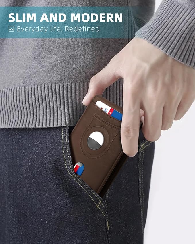 Zitahli Men's Wallets Airtag Holder Slim Rfid Leather with Gift Box