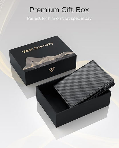 Wallet for Men - Sleek & Functional - Secure RFID Blocking Wallet with Smart Metal Pop Up Credit Card Holder, Minimalist Slim Front Pocket 11+ Cards ID Window Cash Slot, Gift for Him