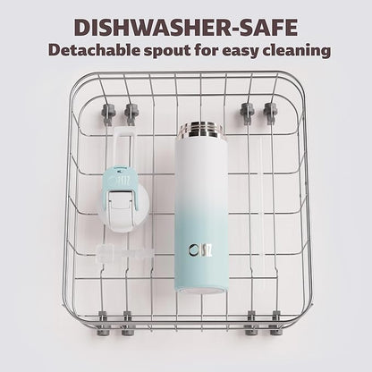 OISIZ Insulated Water Bottle 24 oz with 2 in 1 Spout and Straw Lid,One Click Safety Lock,100% Leakproof,Keep Cold 24H,Vacuum Stainless Steel Water Bottle for School,Travel and Sports,Dishwasher Safe