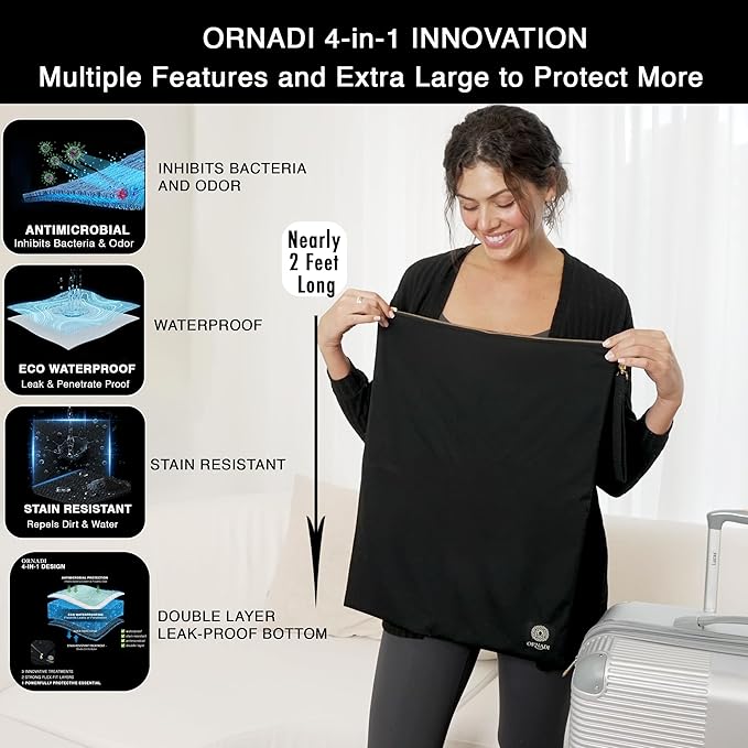 Ornadi X Large Waterproof Antimicrobial Wet Dry Bag Inhibits Bacteria & Odor from Sweaty Gym Clothes, Dirty Laundry, Swimsuits & Towels for Odor Proof Travel Made in USA 17 X 23.5 inch