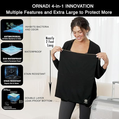 Ornadi X Large Waterproof Antimicrobial Wet Dry Bag Inhibits Bacteria & Odor from Sweaty Gym Clothes, Dirty Laundry, Swimsuits & Towels for Odor Proof Travel Made in USA 17 X 23.5 inch