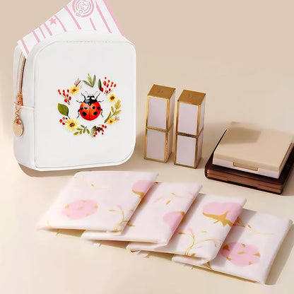 Ladybugs Mini Makeup Bag, Ladybugs Gift For Women Girls, Cute Portable Zipper Pouch Cosmetic Bag For Teen Girls Kids, Small Storage Bag For Sanitary Pad, Period napkin bag!