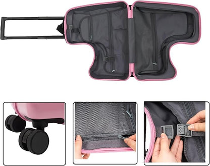 CNCEST 20" Kid's Ride-on Travel Suitcase, Rolling Luggage with Wheels & Password Lock, Children's Ride On Trolley Luggage for Children's Day Gift, Festival Gift