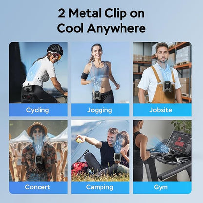 AMACOOL Mini Portable Waist Fan Clip on, 13000RPM 4-Speeds Personal Neck Fans, Up to 24H Battery Life, Rechargeable Wearable Shirt Belt Fan for Outdoor Work Jobsite Travel Camping, Gifts for Men