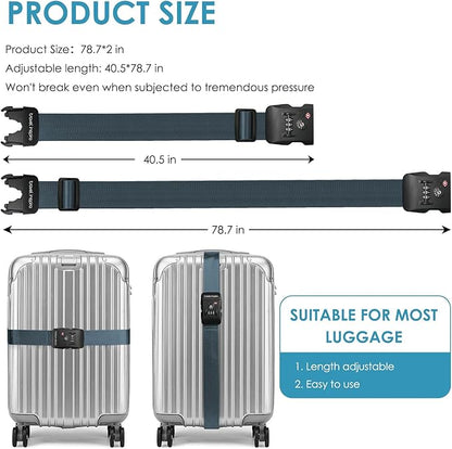 Travel Inspira Luggage Straps for Suitcases with TSA Lock, Protect Your Luggage Anti-Burst, High Visibility Color, Easy to Identify Luggage Adjustable Heavy Duty Belt for 20-32 Inch Suitcases