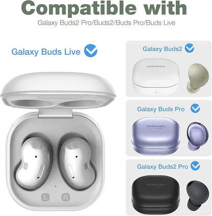 SURITCH Protective Case for Samsung Galaxy Buds FE(2023)/Buds 2 Pro(2022)/Buds 2(2021)/Buds Pro(2021)Buds Live(2020), Shockproof Sturdy Earbuds Cover for Charging Case with Heavy-Duty Carabiner, Green