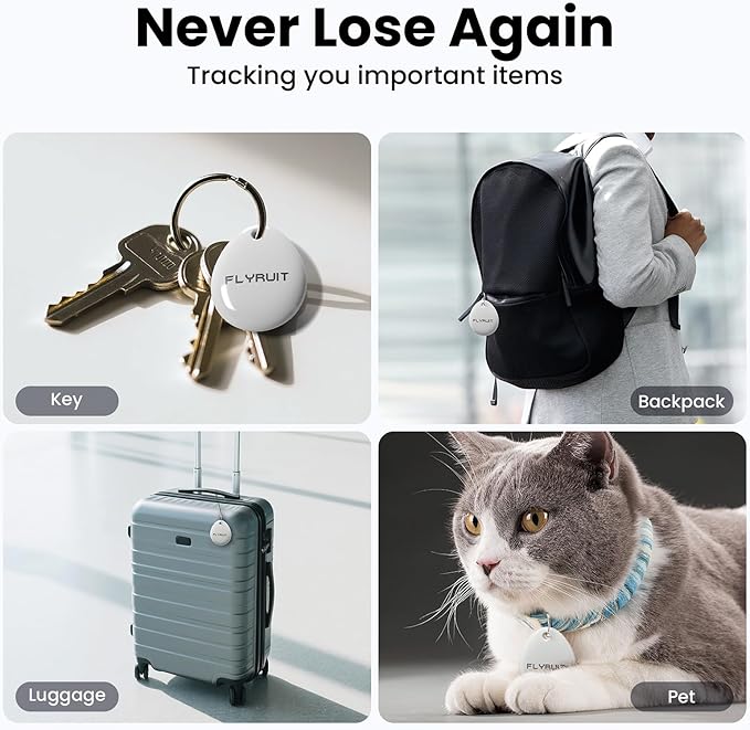 Tracker Tags 1-Pack for Apple Find My, Official MFi Certified, Smart Bluetooth Key Finder, Tracking Device for iPhone, Mini Finder Locator for Luggage, Backpack, Wallet, Bags, Dog, Pet, Camera, eBike