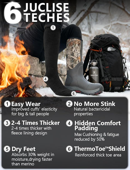 Alpaca Wool Heavyweight Knee High Compression Socks, Thick Winter Thermal Warm Soft Circulation Travel Flying