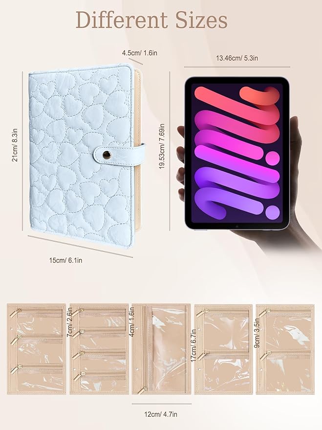 Travel Jewelry Organizer Case, Portable Jewelry Storage Book Ring Binder with Clear Pockets for Presentation, Zipper Pouch Holder Bag for Bracelet, Necklace, Earring, Ring(Blue)