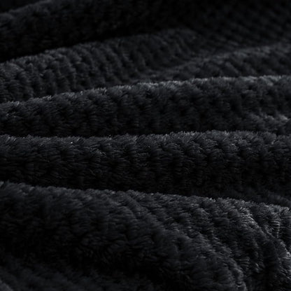 BEDELITE Travel Blanket with Bag, Ultra-Soft Jacquard Fleece Blanket with Luggage Sleeve & Backpack Clip, Airplane Blanket Travel Essentials, Black