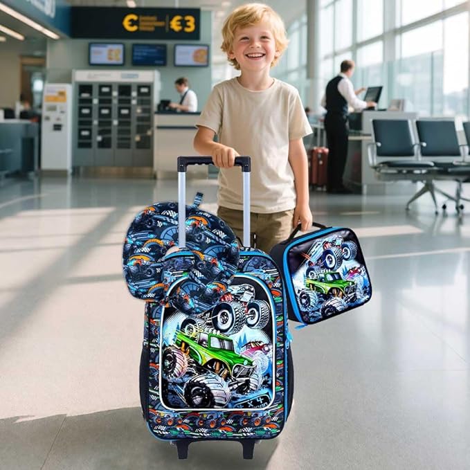Kids Luggage for Boys and Girls, Cute Dinosaur Unicorn Rolling Wheels Suitcase for Toddler Children