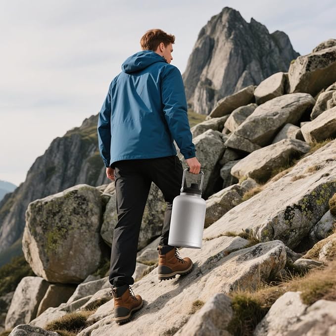 Zenbo One Gallon Jug with Straw, 128 oz Double Wall Vacuum Insulated Sports Water Bottle, Keeps Cold up to 48 Hours, Leak-Proof & Sweat-Proof Stainless Steel Water Jug for Gym, Outdoor & Camping