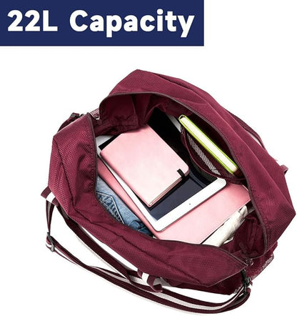 Arxus Foldable Tote Bag for Travel Expandable Lightweight Carry On Luggage 22L Packable Duffle Bag for Traveling