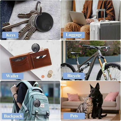 Air Tags-4 Pack Android Smart Luggage Tracker Tag Work with Google Find Hub Ap (Android Only), Loud Sound, Replaceable Battery, for Keys/Backpack/Suitcase/Wallet, Black