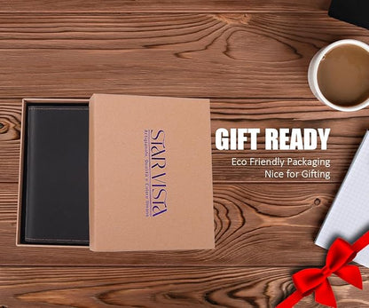 STAR VISTA Albatross Leather Travel Passport Holder, Minimalist Design, Full Grain Leather Case for Women and Men - Slim Passport Wallet, Bifold, RFID Blocking, with AirTag Holder, Dark Chocolate