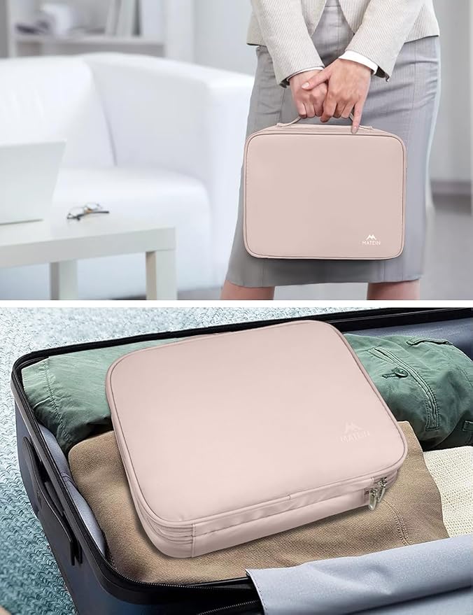 MATEIN Travel Cord Organizer for Women, Large Tech Storage Bag Water Resistant Electronic Accessories Case with Handle for Cord, Cables, Cellphone, Tablet (Up to 12.9inch), Powerbank, Soft Pink