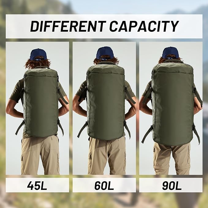 MIER Large Duffel Backpack Sports Gym Bag with Shoe Compartment, Heavy Duty and Water Resistant, Dark Green, 60L