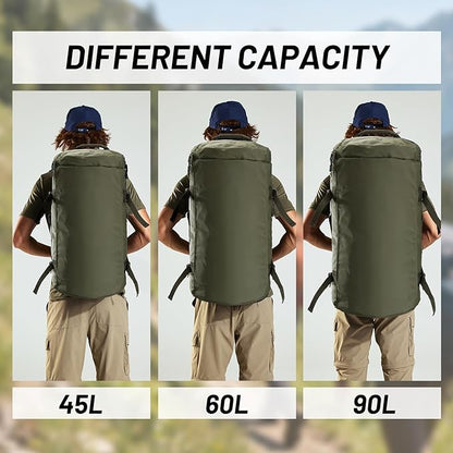 MIER Large Duffel Backpack Sports Gym Bag with Shoe Compartment, Heavy Duty and Water Resistant, Dark Green, 60L