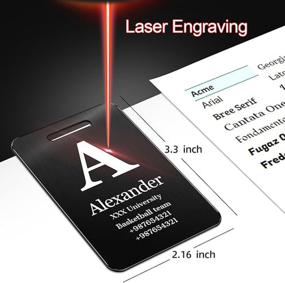 Customized Stainless Steel Luggage Tags: Personalize Your Suitcases, Backpacks, and Bags with Your Text - Custom Initial Text Name ID,Number 2"x3.3"(3 Pack)