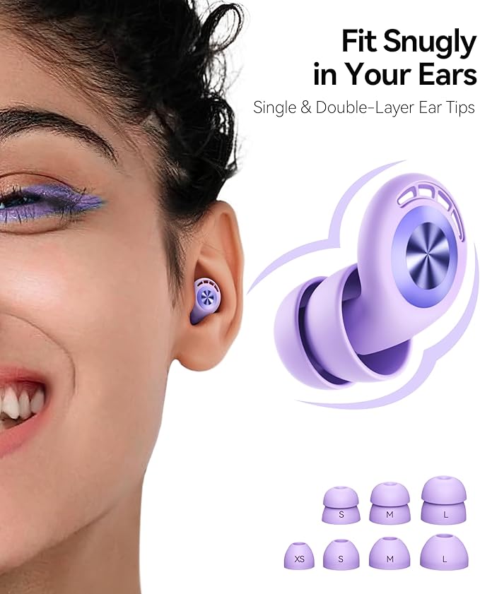 Ear Plugs for Sleeping Noise Cancelling 50dB Concert Earplugs for Noise Reduction Reusable Soft Silicone Ear Plugs for Snoring Shooting Work Motorcycle Airplane Musician with 7 Eartips Case Blue