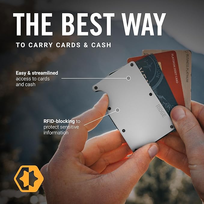 The Ridge Wallet - Slim Minimalist Compact Wallet and Card Holder| RFID Protected Front Pocket Wallets | Integrated Cash Strap | Polar White