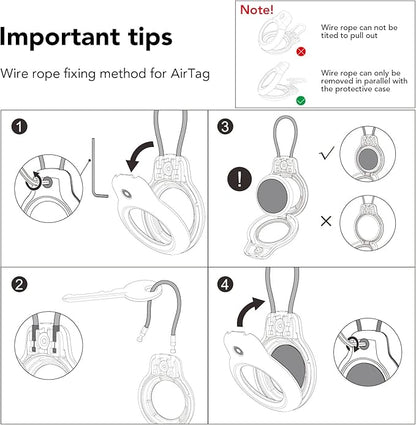 SPGUARD for AirTag Holder Case with Keychain, Air Tags-4 Pack for Apple Air Tag Holder with Wire Cable Lock Key Ring Chain Air Tagholder Accessories for GPS Item Tracker Kids,Keys,Luggage
