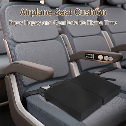 Portable Airplane Seat Cushions 2 Pack, Stadium Seat Cushions 16.8 * 13 * 2 inches with Handle, Foldable Design for Travel and Outdoor Use (Black)