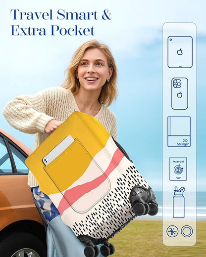 Slohif Luggage Cover for Suitcase Tsa Approved Protector - Luggage Sleeve Large Suit Case Cover Travel Stretch Baggage Case Protective Washable Fit 18-20 Inch Patchwork XS