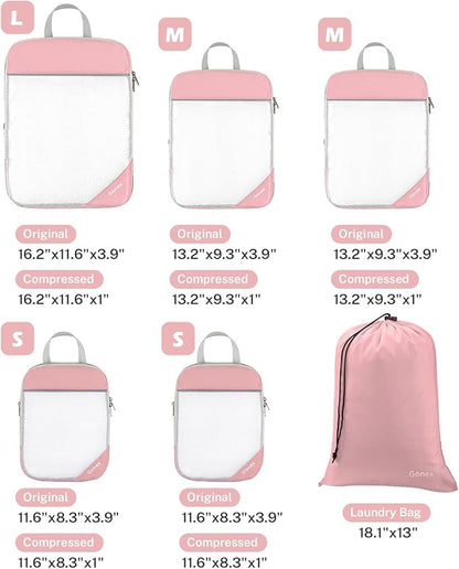 Compression Packing Cubes, Gonex Extensible Storage Mesh Bags Organizers
