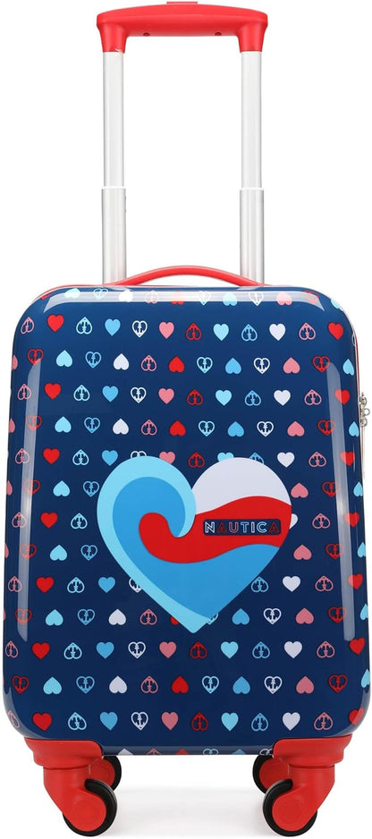 Nautica Kids Luggage - 18" Airline Approved Rolling Hardside Upright Carry-on Suitcase with Wheels (Nautica Peace)
