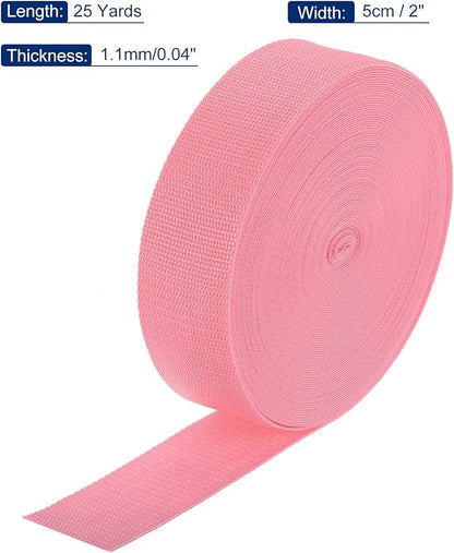 MECCANIXITY Lightweight Polypropylene Webbing Strap 2" 25 Yard Backpack Strapping Band Pink for Outdoor Luggage Cargo Straps